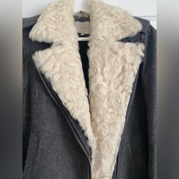 Grey Wool Blend Shearling Collar Jacket size FR 36 - Picture 4 of 8